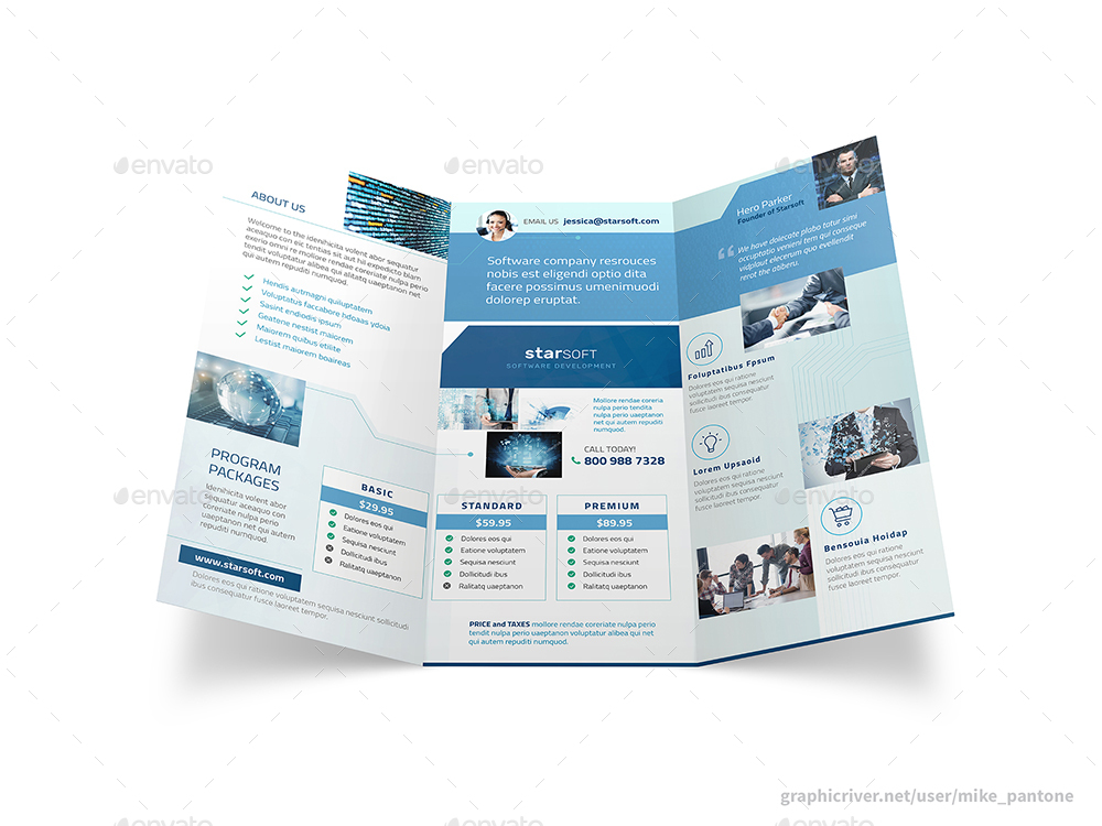 software business trifold brochure by mike pantone brochure software